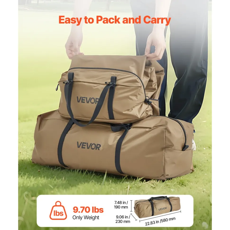 VEVOR Hot Tent for 4-6 Persons, Portable Winter Tipi Tent with Stove Jack, Waterproof Canvas Camping Tents, Lightweight 4 Season Shelter Tents for Hiking Fishing Backpacking, L Size