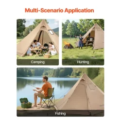 VEVOR Hot Tent for 4 Persons, Portable Winter Tipi Tent with Stove Jack, Waterproof Camping Tents,  Lightweight 4 Season Shelter Tents for Hiking Fishing Backpacking, M Size