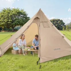 VEVOR Hot Tent for 4 Persons, Portable Winter Tipi Tent with Stove Jack, Waterproof Camping Tents,  Lightweight 4 Season Shelter Tents for Hiking Fishing Backpacking, M Size