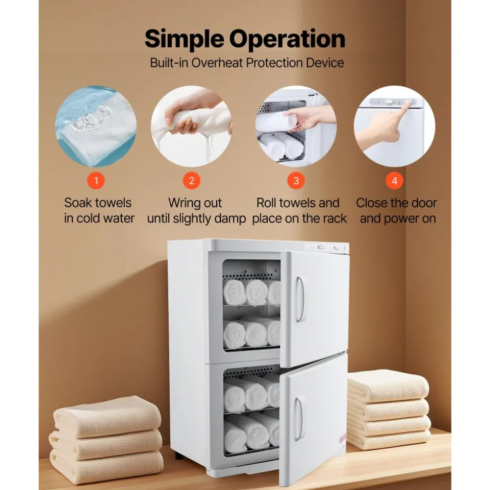 VEVOR Hot Towel Warmer, 5 gal Large Towel Warmer Cabinet with See Through Window, Clip & Stainless Steel Racks, Holds up 36 Towels, All-Round Heating Cabinet for Spa, Barber, Manicures, Massage, Salon