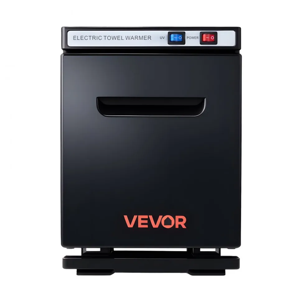 VEVOR Hot Towel Warmer, 1.1 gal Small Towel Warmer Cabinet with Clip & Stainless Steel Rack, Holds up 8-12 Towels, Portable All-Round Heating Cabinet for Spa, Barber, Manicures, Massage, Salon, Black