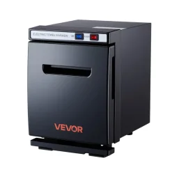VEVOR Hot Towel Warmer, 1.1 gal Small Towel Warmer Cabinet with Clip & Stainless Steel Rack, Holds up 8-12 Towels, Portable All-Round Heating Cabinet for Spa, Barber, Manicures, Massage, Salon, Black
