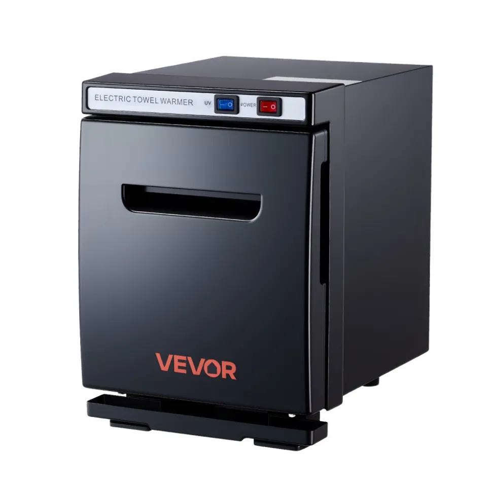 VEVOR Hot Towel Warmer, 1.1 gal Small Towel Warmer Cabinet with Clip & Stainless Steel Rack, Holds up 8-12 Towels, Portable All-Round Heating Cabinet for Spa, Barber, Manicures, Massage, Salon, Black