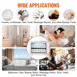 VEVOR Hot Towel Warmer，23L Large Capacity Spa Hot Towel Warmers with See Through Window, 2 Stainless Steel Racks, Holds up 50-60 Towels, 2-in-1 All-round Heating for Facials, SPA, Massage, Salon