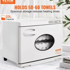 VEVOR Hot Towel Warmer，23L Large Capacity Spa Hot Towel Warmers with See Through Window, 2 Stainless Steel Racks, Holds up 50-60 Towels, 2-in-1 All-round Heating for Facials, SPA, Massage, Salon