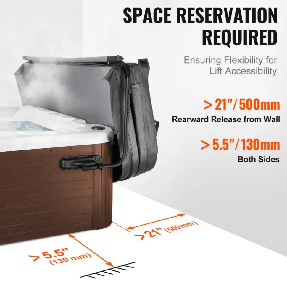 VEVOR Hot Tub Cover Lift, Spa Cover Lift, Height 31.5" - 41.3" Width 69" - 100.5" Adjustable, Installed on Both Sides at the Top, Suitable for Various Sizes of Rectangular Bathtubs, Hot Tubs, Spa