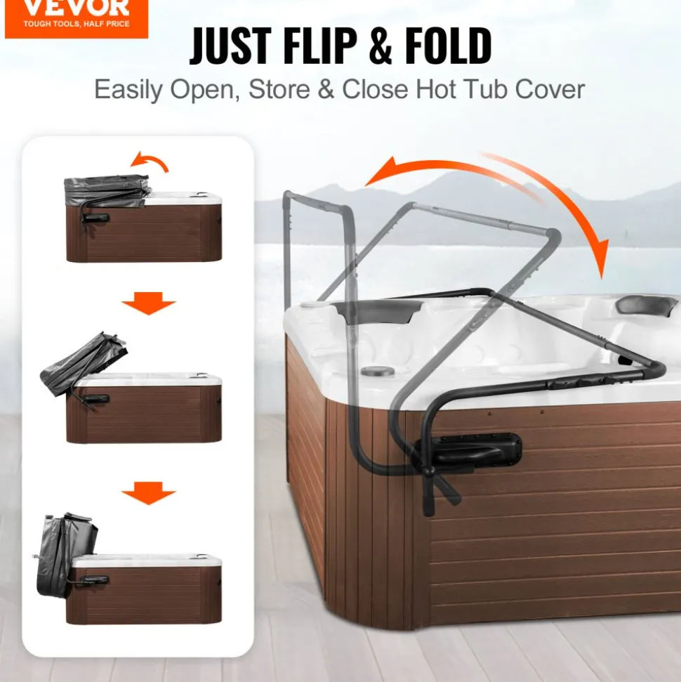VEVOR Hot Tub Cover Lift, Spa Cover Lift, Height 31.5" - 41.3" Width 69" - 100.5" Adjustable, Installed on Both Sides at the Top, Suitable for Various Sizes of Rectangular Bathtubs, Hot Tubs, Spa