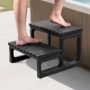 VEVOR Hot Tub Steps, 2-Step Spa Outdoor Stairs, Heavy Duty 23.6 inch Wide PP Above-Ground/Inflatable Pool Ladder with 320 lbs Weight Capacity, Multi-Use for Porch, Patio, Deck, Campers, Black
