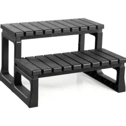VEVOR Hot Tub Steps, 2-Step Spa Outdoor Stairs, Heavy Duty 23.6 inch Wide PP Above-Ground/Inflatable Pool Ladder with 320 lbs Weight Capacity, Multi-Use for Porch, Patio, Deck, Campers, Black