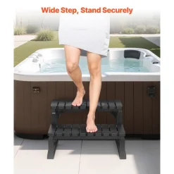 VEVOR Hot Tub Steps, 2-Step Spa Outdoor Stairs, Heavy Duty 23.6 inch Wide PP Above-Ground/Inflatable Pool Ladder with 320 lbs Weight Capacity, Multi-Use for Porch, Patio, Deck, Campers, Black