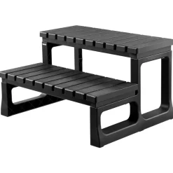 VEVOR Hot Tub Steps, 2-Step Spa Outdoor Stairs, Heavy Duty 23.6 inch Wide PP Above-Ground/Inflatable Pool Ladder with 320 lbs Weight Capacity, Multi-Use for Porch, Patio, Deck, Campers, Black