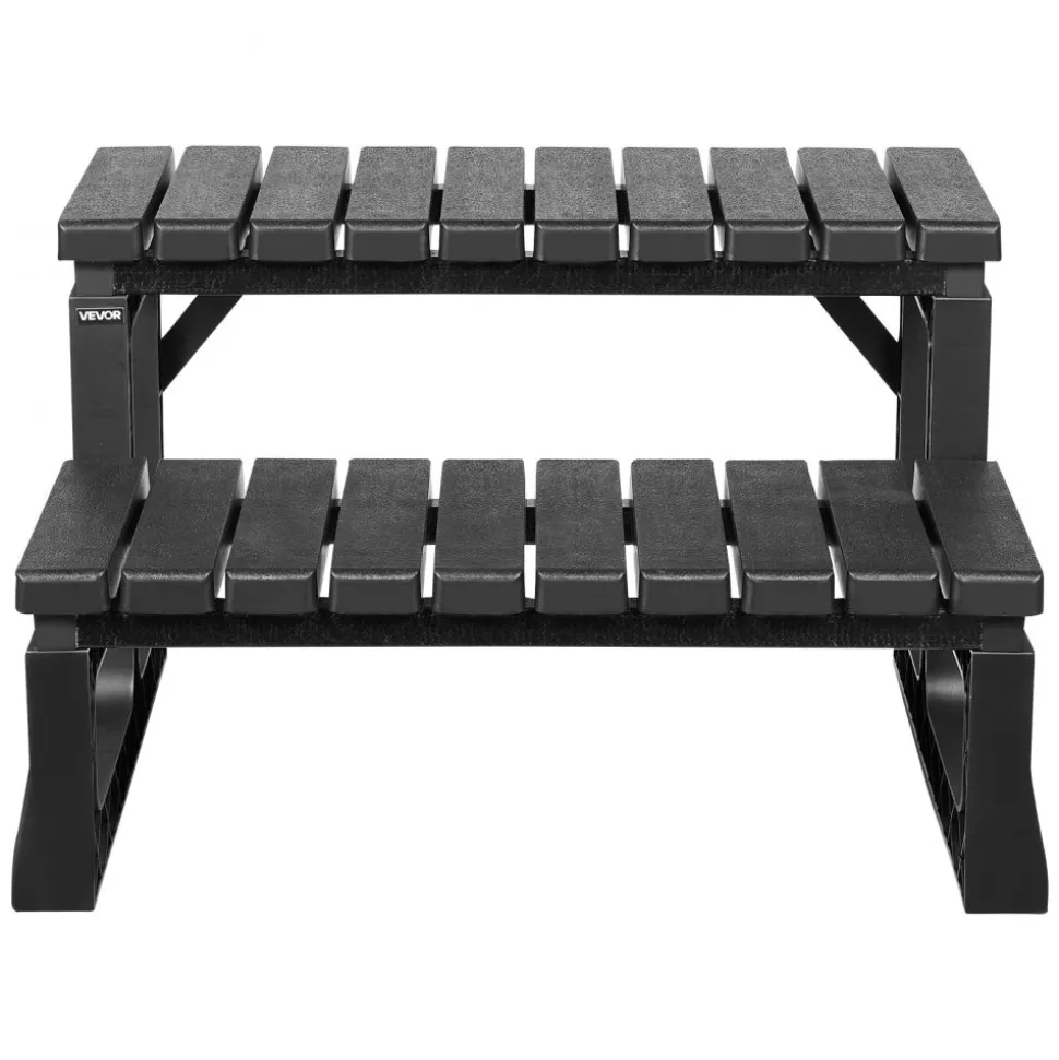 VEVOR Hot Tub Steps, 2-Step Spa Outdoor Stairs, Heavy Duty 23.6 inch Wide PP Above-Ground/Inflatable Pool Ladder with 320 lbs Weight Capacity, Multi-Use for Porch, Patio, Deck, Campers, Black
