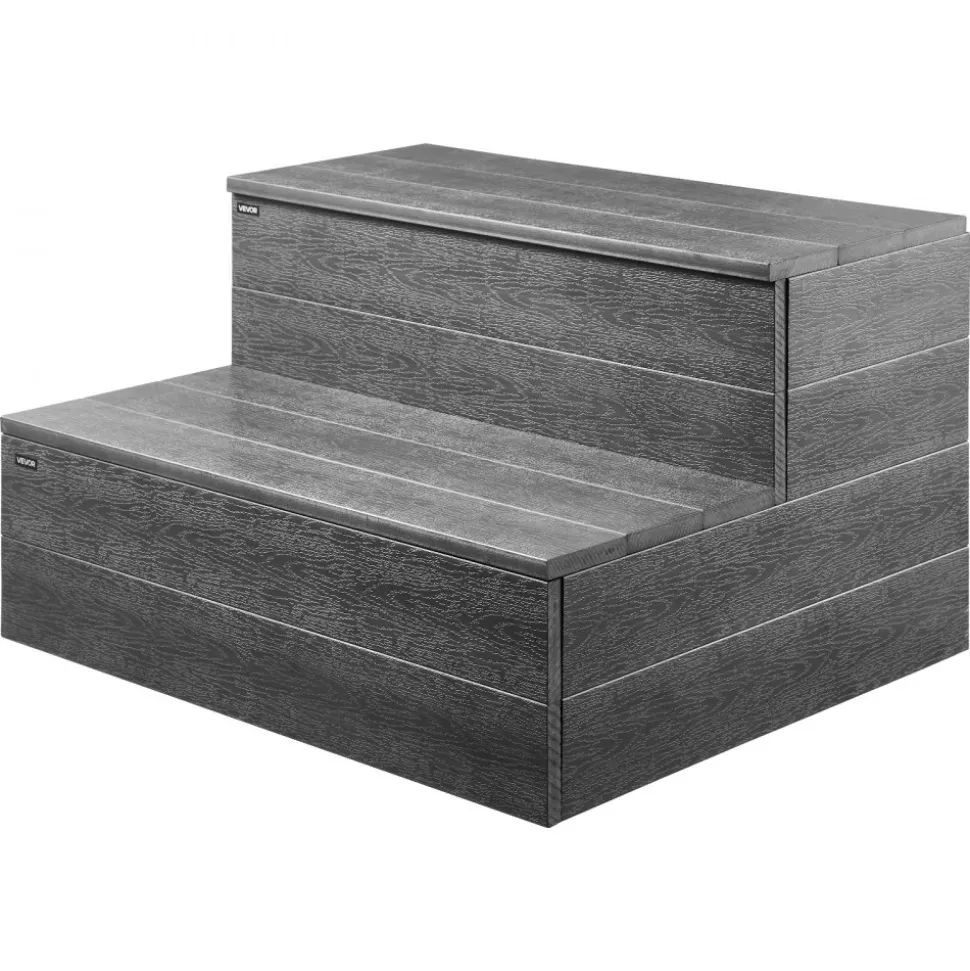 VEVOR Hot Tub Steps, 2-Step Spa Outdoor Stairs, Heavy Duty 25 inch Wide HIPS Above-Ground/Inflatable Pool Ladder with 600 lbs Weight Capacity, Multi-Use for Porch, Patio, Deck, Campers, Graphite Gray