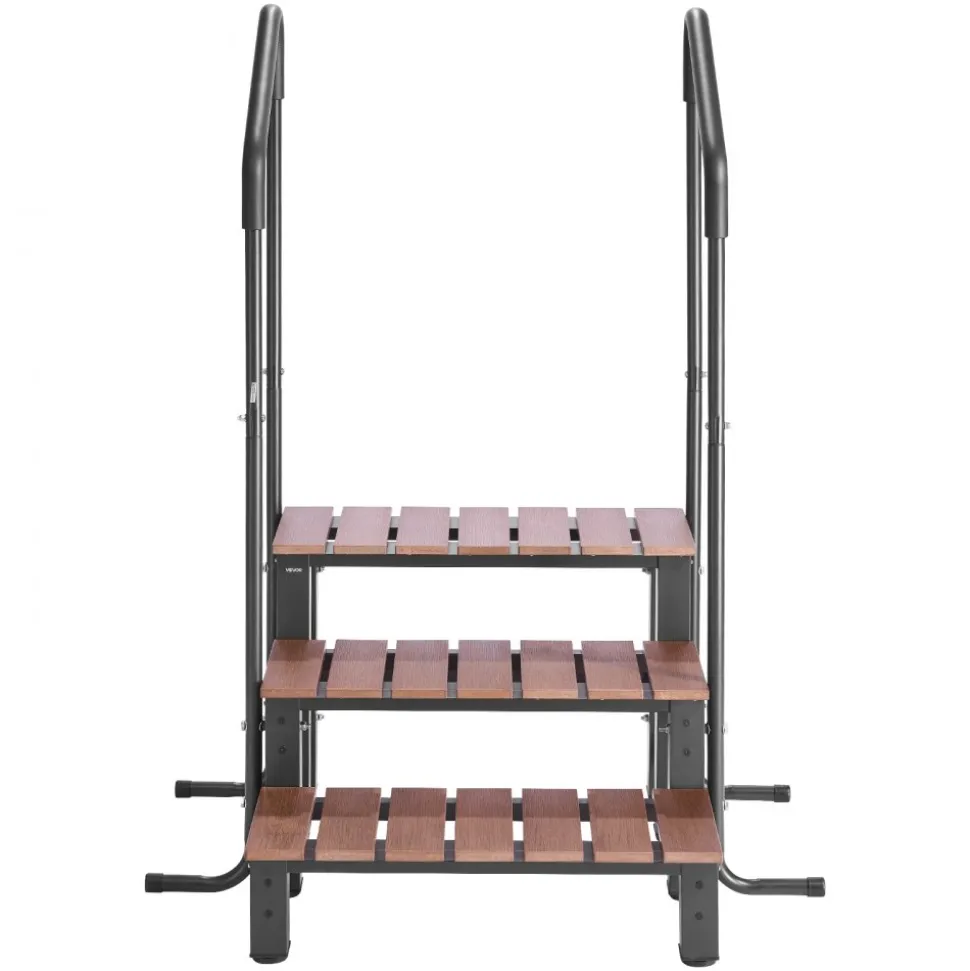 VEVOR Hot Tub Steps with Handrail, 3-Step Spa Outdoor Stairs, Heavy Duty 25.2 inch Wide Above-Ground/Inflatable Pool Ladder with 550 lbs Weight Capacity, Multi-Use for Porch, Patio, Deck, Trailers