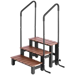 VEVOR Hot Tub Steps with Handrail, 3-Step Spa Outdoor Stairs, Heavy Duty 25.2 inch Wide Above-Ground/Inflatable Pool Ladder with 550 lbs Weight Capacity, Multi-Use for Porch, Patio, Deck, Trailers