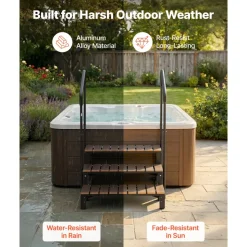 VEVOR Hot Tub Steps with Handrail 3-Step Spa Outdoor Stairs 550lbs Capacity, 32.3in Wide Step, Steel & Plastic, Easy Assembly, Non-Slip Step Ladder for Above-Ground/Inflatable Pool, RV,Patio,Deck