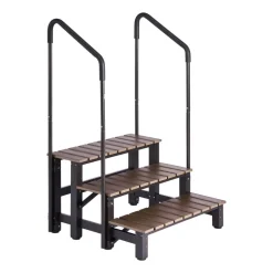 VEVOR Hot Tub Steps with Handrail 3-Step Spa Outdoor Stairs 550lbs Capacity, 32.3in Wide Step, Steel & Plastic, Easy Assembly, Non-Slip Step Ladder for Above-Ground/Inflatable Pool, RV,Patio,Deck