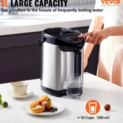 VEVOR Hot Water Dispenser, Adjustable 4 Temperatures Water Boiler and Warmer, 304 Stainless Steel Countertop Water Heater, 3-Way Dispense for Tea, Coffee and Baby Formula, 3L/102 oz