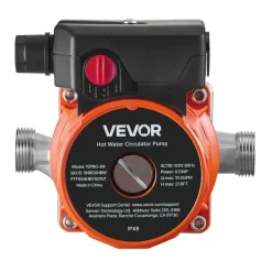 VEVOR Hot Water Recirculating Pump, 10 GPM, Instant Circulation Circulator Pump System, 3-Speed Control, 0.13 HP, 110-120V, NPT 3/4 in to NPT 1/2 in Adapter, Stainless Steel Head, for Water Heaters