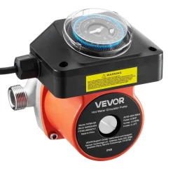 VEVOR Hot Water Recirculating Pump, with Timer, 10 GPM Instant Recirculation Pump Kit, Circulation Circulator System, 0.13 HP AC 110-120V, NPT 3/4 in to NPT 1/2 in Connector, for Solar Water Heater