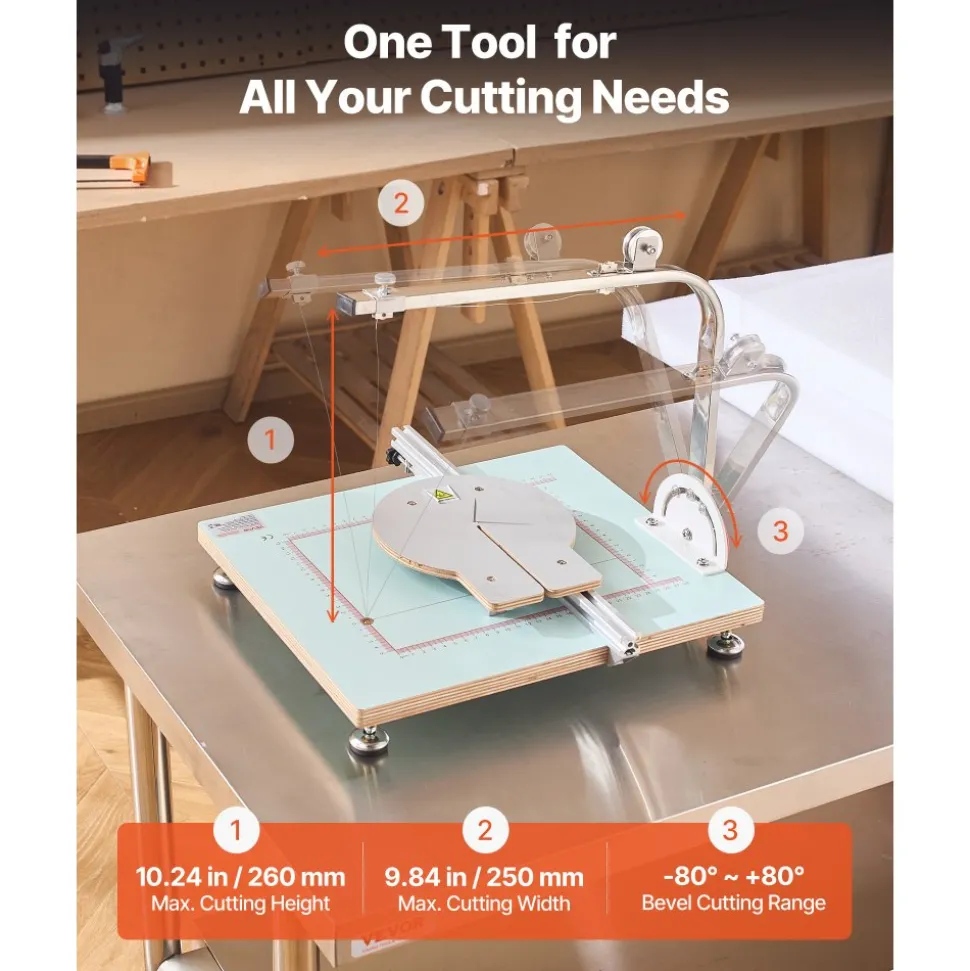 VEVOR Hot Wire Foam Cutter, 58W Electric Styrofoam Cutter with Variable Temperature Control, Portable Tabletop Cutting Tool with 10.24" Max. Cutting Thickness for Foam, KT Board, Low-Density Sponge