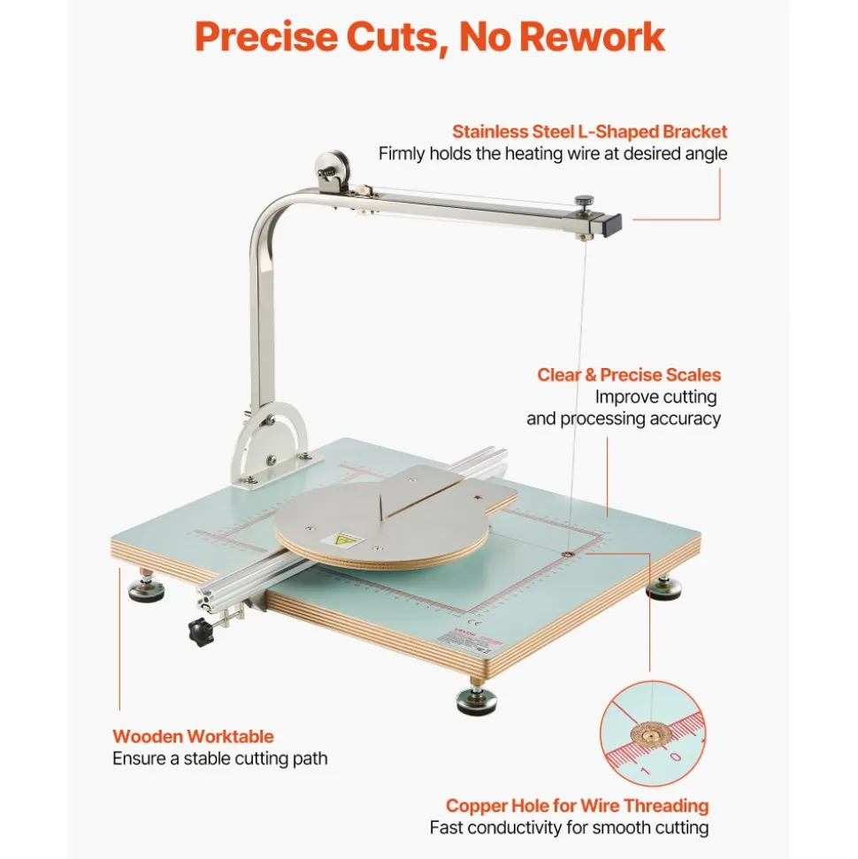 VEVOR Hot Wire Foam Cutter, 58W Electric Styrofoam Cutter with Variable Temperature Control, Portable Tabletop Cutting Tool with 10.24" Max. Cutting Thickness for Foam, KT Board, Low-Density Sponge