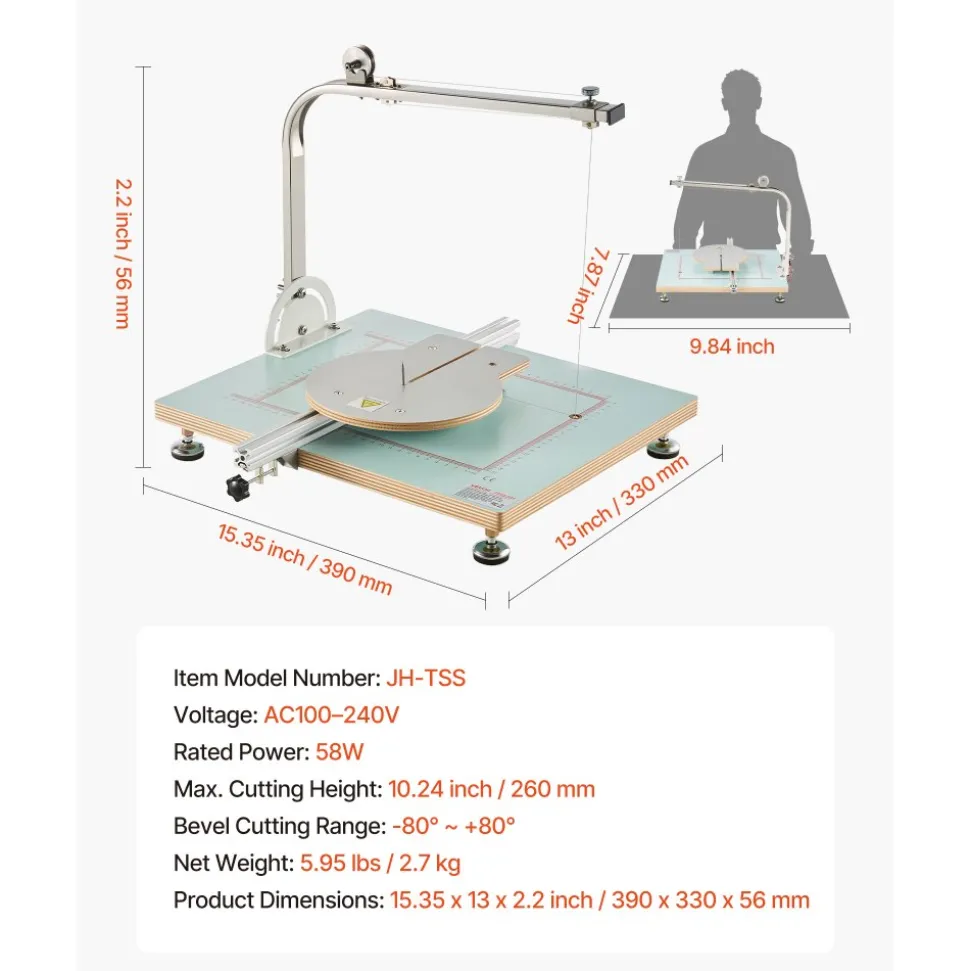 VEVOR Hot Wire Foam Cutter, 58W Electric Styrofoam Cutter with Variable Temperature Control, Portable Tabletop Cutting Tool with 10.24" Max. Cutting Thickness for Foam, KT Board, Low-Density Sponge