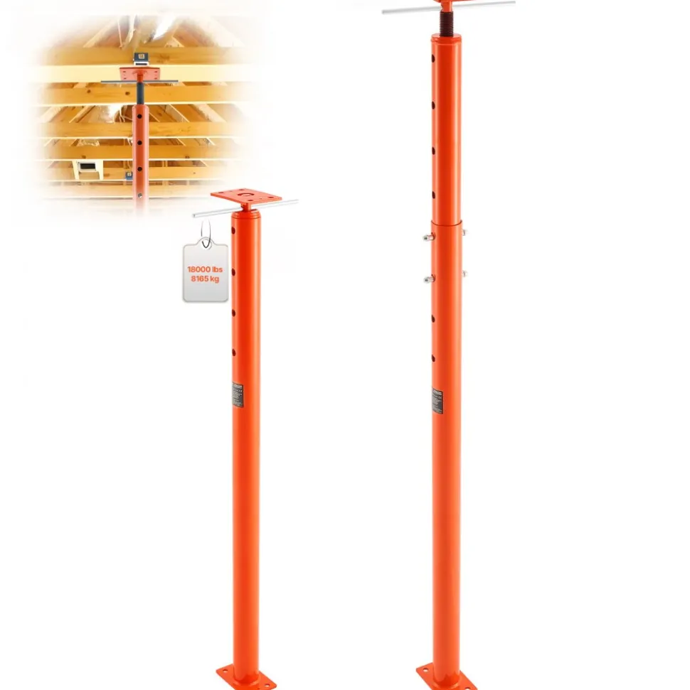 VEVOR House Floor Jack, 53"-93" Height Range, 18000 lbs Max Load Capacity, Adjustable Support Beam Basement Jack Post Pole for Leveling, Lift Support Steel Telescoping Jack Post for Temporary Support
