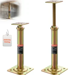 VEVOR House Floor Jacks, 4 Pack, 11.6"-16" Height Range, 2500 lbs Max Load Capacity Per Unit, Adjustable Support Beam Basement Jack Post for Leveling, Galvanized Telescoping Jack for Temporary Support