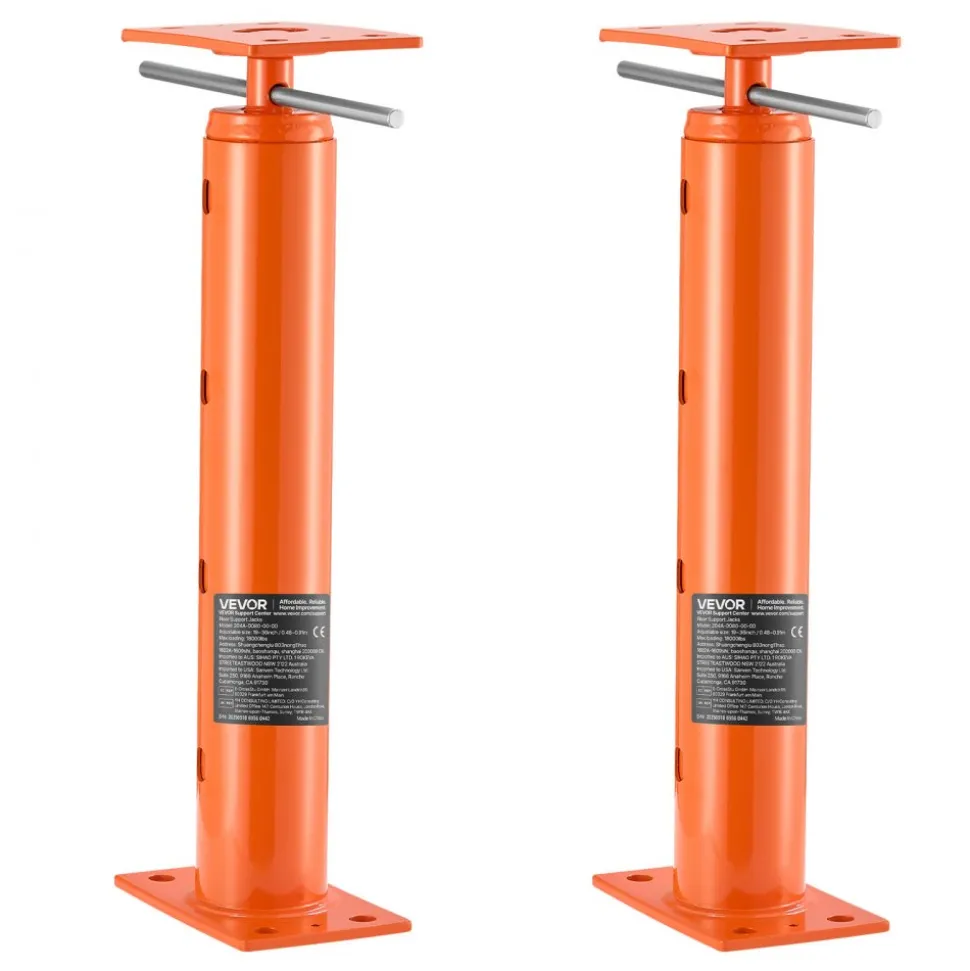VEVOR House Floor Jacks, 2 Pack 19-36 Inch Height Range, 18000 lbs Max Load Capacity, Adjustable Support Beam Basement Jack Post Pole for Leveling, Lift Steel Telescoping Post for Temporary Support