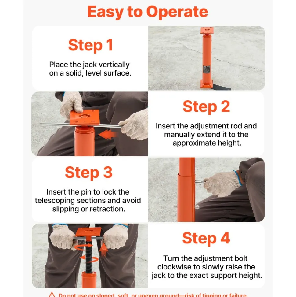 VEVOR House Floor Jacks, 2 Pack 19-36 Inch Height Range, 18000 lbs Max Load Capacity, Adjustable Support Beam Basement Jack Post Pole for Leveling, Lift Steel Telescoping Post for Temporary Support
