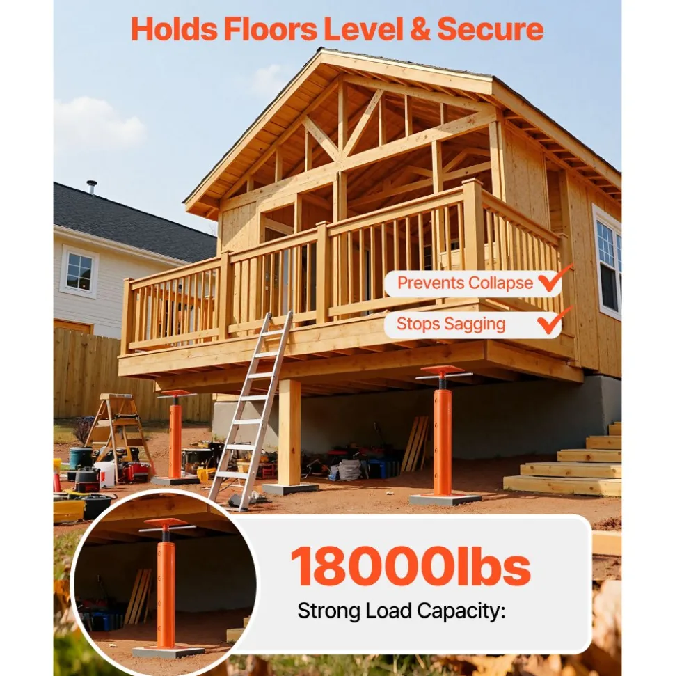 VEVOR House Floor Jacks, 2 Pack 19-36 Inch Height Range, 18000 lbs Max Load Capacity, Adjustable Support Beam Basement Jack Post Pole for Leveling, Lift Steel Telescoping Post for Temporary Support