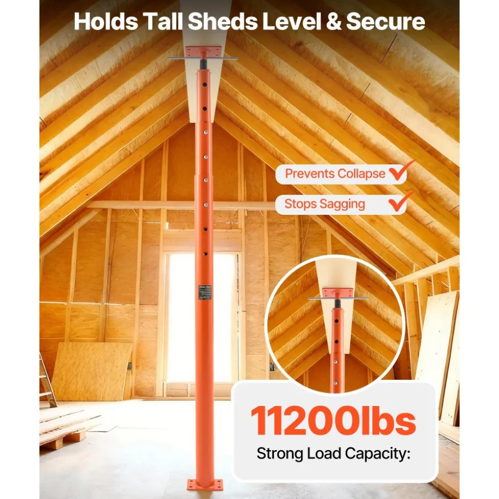 VEVOR House Floor Jacks, 2 Pack 54-150 Inch Height Range, 11200 lbs Max Load Capacity, Adjustable Support Beam Basement Jack Post Pole for Leveling, Lift Steel Telescoping Post for Temporary Support