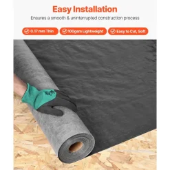 VEVOR House Wrap, 4 x 250 ft, 0.17 mm Thick Vapor Barrier, Heavy Duty Plastic Sheeting for Tear-resistant, Drop Cloth Vapor Barrier Covering for Residential & Commercial Construction, Black