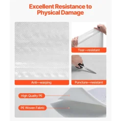 VEVOR House Wrap, 9 x 75 ft, 0.13 mm Thick Vapor Barrier, Heavy Duty Plastic Sheeting for Tear-resistant, Drop Cloth Vapor Barrier Covering for Residential & Commercial Construction, White