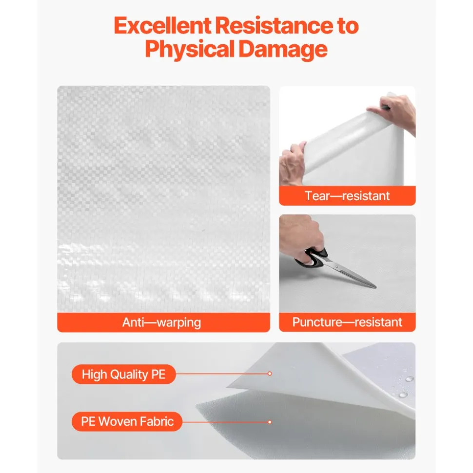 VEVOR House Wrap, 4.5 x 150 ft, 0.13 mm Thick Vapor Barrier, Heavy Duty Plastic Sheeting for Tear-resistant, Drop Cloth Vapor Barrier Covering for Residential & Commercial Construction, White