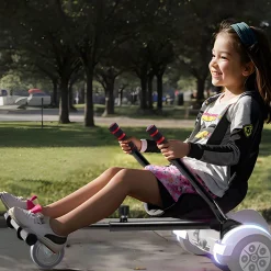 VEVOR Hoverboard Seat Attachment(Not included hoverboards), Compatible with All 6.5" 8" 8.5" 10" Hoverboards, Grips Control, Adjustable Frame Length and 220 LBS Load Capacity, Hover Board Go Karts Accessory, for Kids Adults.