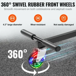 VEVOR Hoverboard Seat Attachment(Not included hoverboards), for 6.5" 8" 8.5" 10" Hoverboards, with LED Lights, Grips Control, Adjustable Frame Length and 220 LBS Load Capacity, Hover Board Go Karts Accessory, for Kids Adults