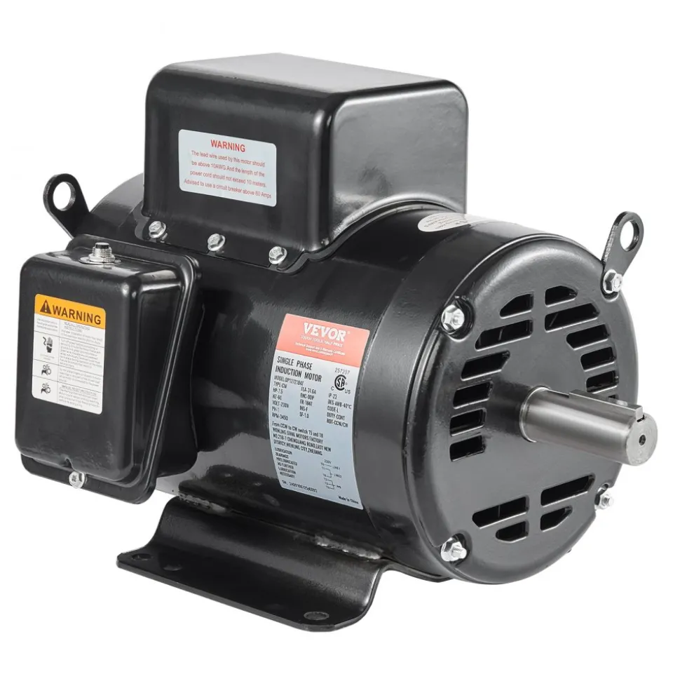 VEVOR 7.5HP Air Compressor Motor, 230V 31.6 Amps Electric Motor, 3450RPM 184T Frame, 1-1/8" Keyed Shaft, 2.75" Shaft Length for Air Compressors, Single Phase, CCW/CCW (Factory Setting is CCW)