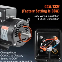 VEVOR 7.5HP Air Compressor Motor, 230V 31.6 Amps Electric Motor, 3450RPM 184T Frame, 1-1/8