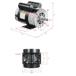 VEVOR 3.7HP Air Compressor Motor, 3450RPM Electric Motor, 230V 17.2 Amps, 5/8