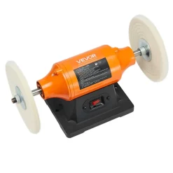 VEVOR 3/4HP Bench Buffer Polisher, 8-inch Bench Polishing Buffing Machine, 3450RPM Single Speed Benchtop Polisher with 2PCS Cloth Wheels & Cast Iron Base for Metal, Jewelry, Wood Polishing