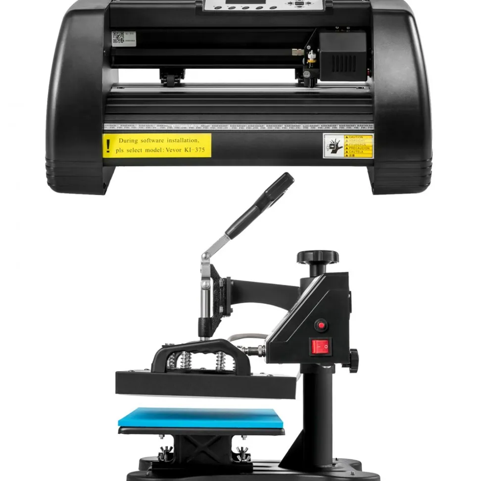 VEVOR HP230-B 12"x10" Dual Digital T-Shirt Heat Press Machine + 14" Vinyl Cutting Plotter With SIGNMASTER Software
