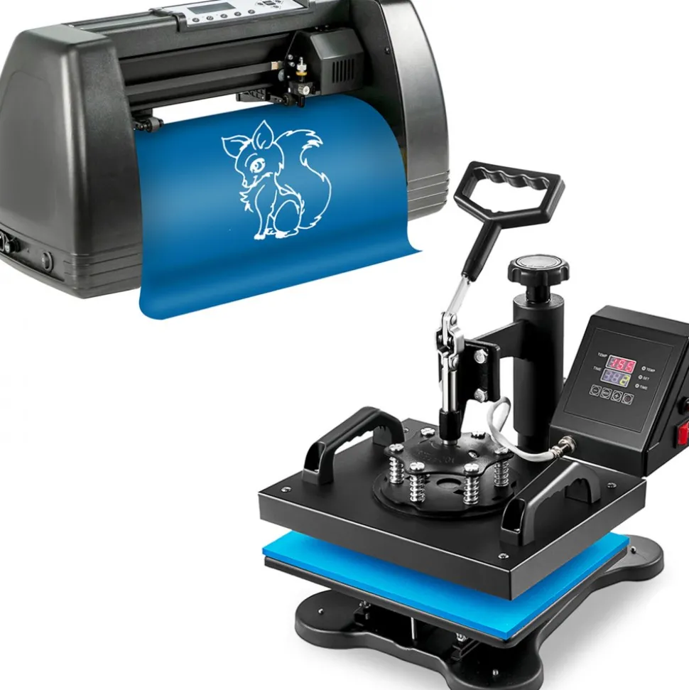 VEVOR HP230-B 12"x10" Dual Digital T-Shirt Heat Press Machine + 14" Vinyl Cutting Plotter With SIGNMASTER Software