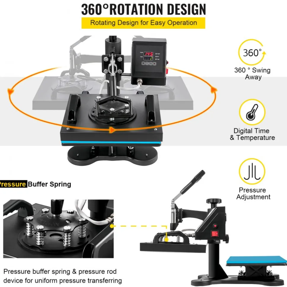 VEVOR HP230-B 12"x10" Dual Digital T-Shirt Heat Press Machine + 14" Vinyl Cutting Plotter With SIGNMASTER Software