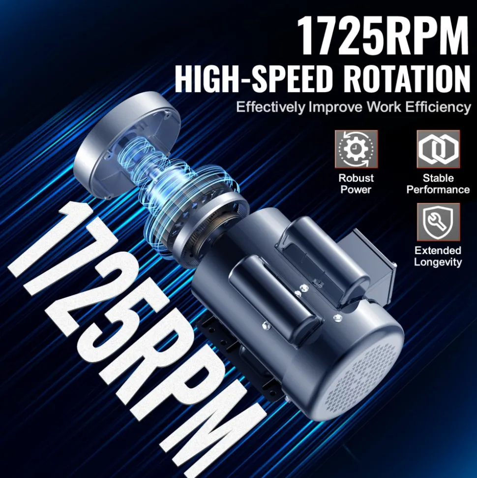 VEVOR 2HP Electric Motor 1725 rpm, AC 115V/230V, 56C Frame, Air Compressor Motor Single Phase, 5/8" Keyed Shaft, CW/CCW Rotation for Agricultural Machinery and General Equipment