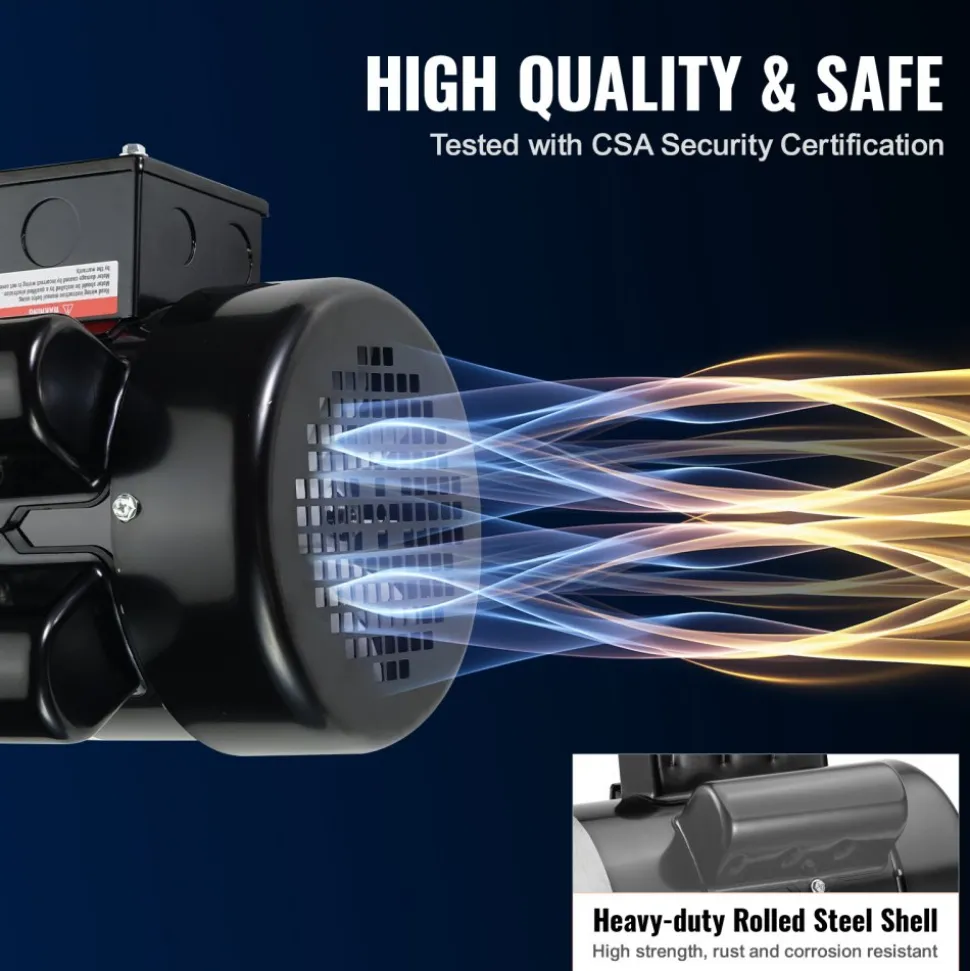 VEVOR 1.5HP Electric Motor 3450 rpm, AC 115V/230V, 56C Frame, Air Compressor Motor Single Phase, 5/8" Keyed Shaft, CW/CCW Rotation for Agricultural Machinery and General Equipment