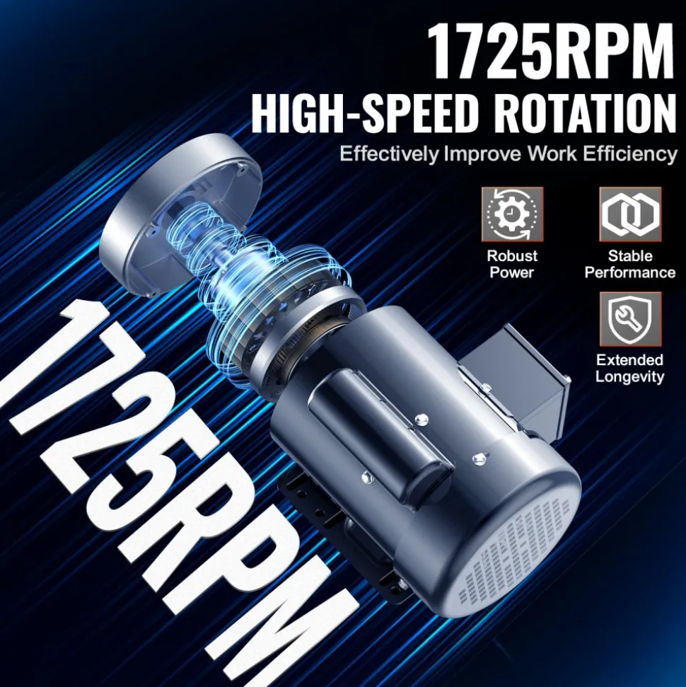 VEVOR 1.5HP Electric Motor 1725 rpm, AC 115V/230V, 56C Frame, Air Compressor Motor Single Phase, 5/8" Keyed Shaft, CW/CCW Rotation for Agricultural Machinery and General Equipment