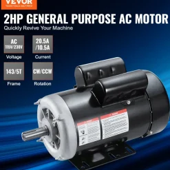 VEVOR 0.75HP Electric Motor 1725 rpm, AC 115V/230V, 56C Frame, Air Compressor Motor Single Phase, 5/8