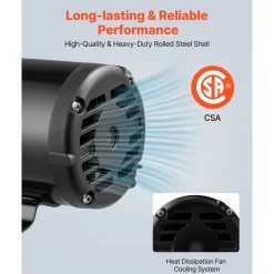 VEVOR 10 HP Electric Motor, 1770RPM Air Compressor Motor, CW/CCW Rotation, 1.375 inch Shaft Diameter, 3.88inch Shaft Length, 40N.m Torque, Three-Phase, 230V/460V, ODP Cooling, 215T Frame